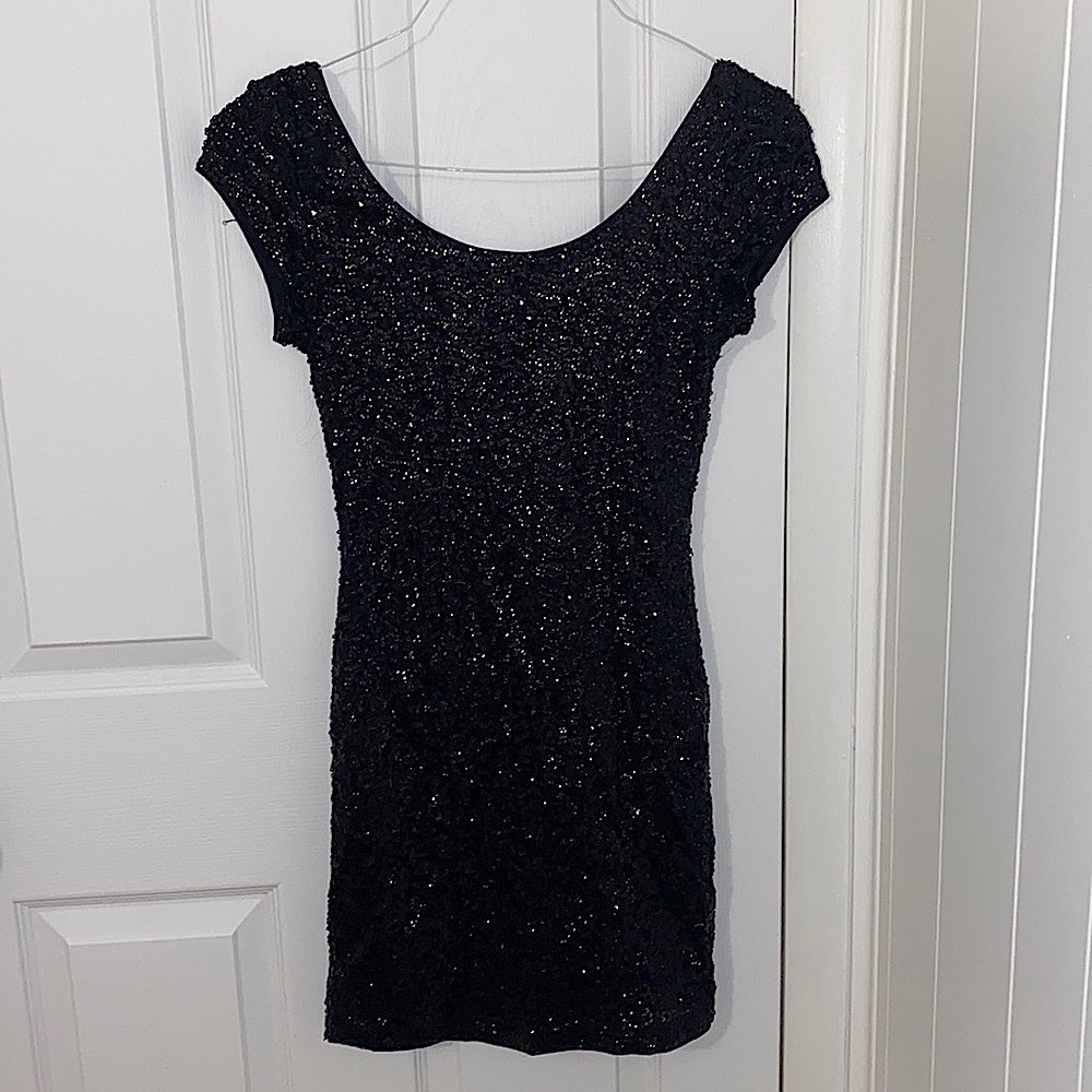 Short Sleeve Sequin Party Dress